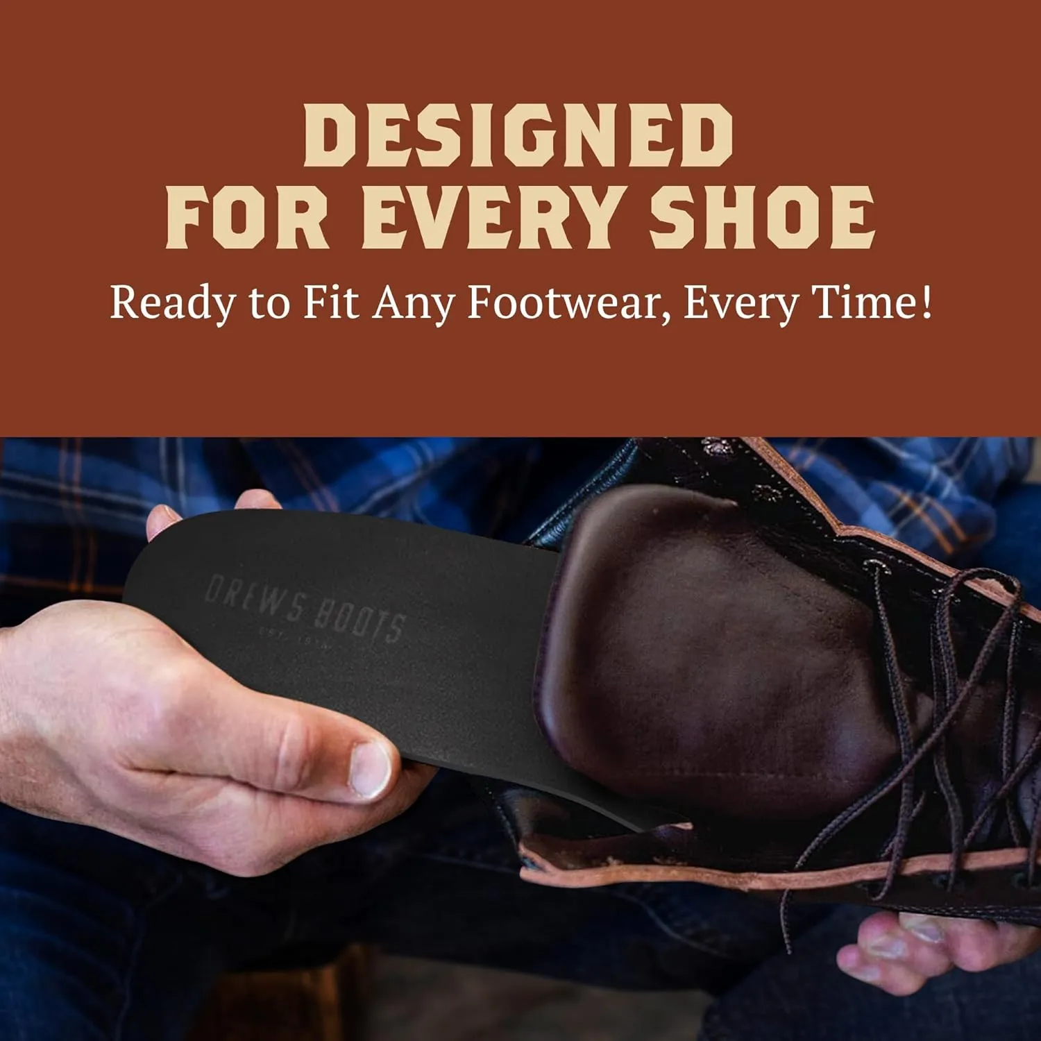 Drew’s Boots Leather Boot Insoles for Men and Women - Shoe Inserts for All-Day Comfort Fit with Moisture and Odor Control - Thick Insoles for Work Boots, Shoes, Sneakers, and Any Footwear
