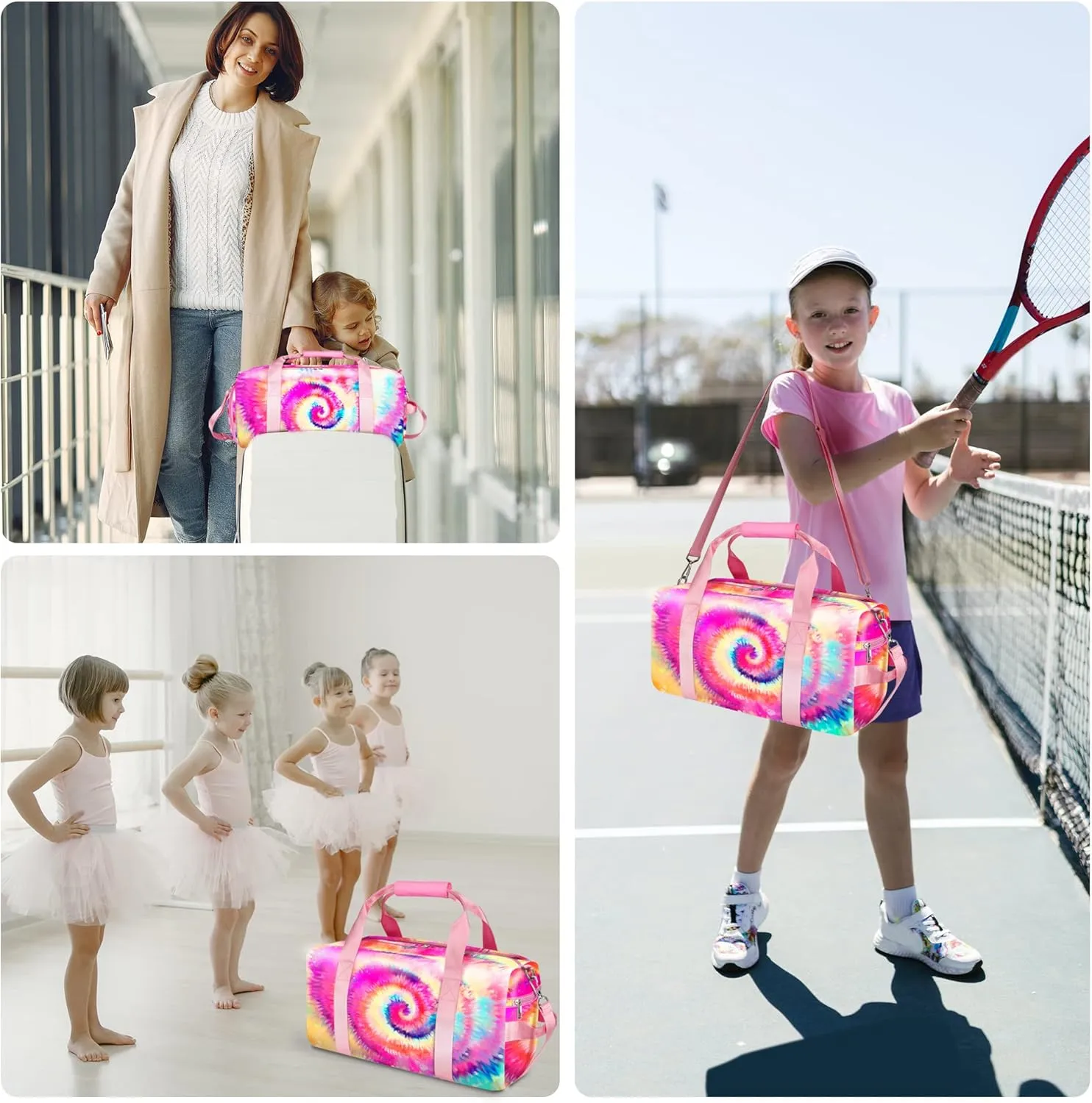 Duffle Bag for Girls and Woman,Dance Bag Girls,Overnight Bag Gymnastics Sports Bag for Kids with Shoe Compartments,Woman Travel Weekender Sleepover Carry On Bag