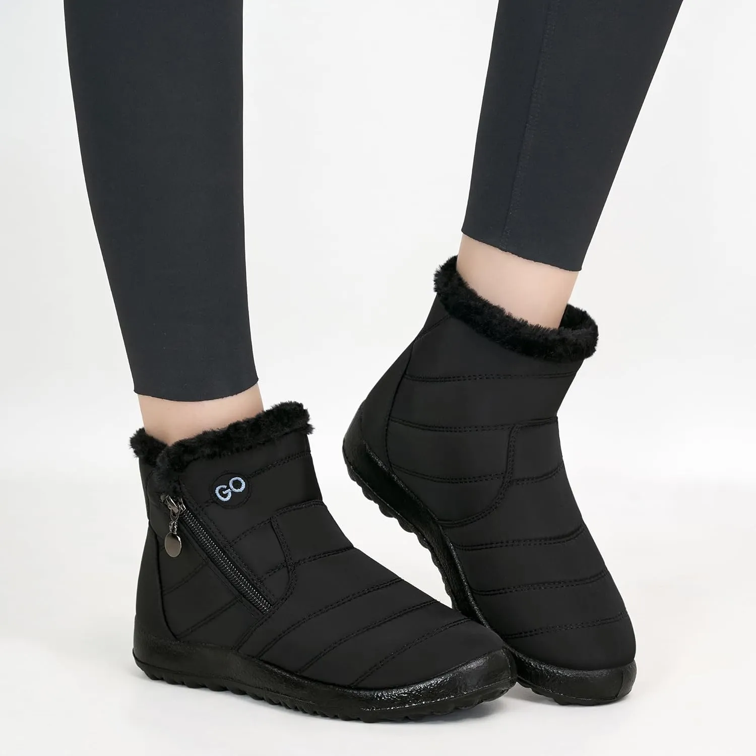 DUOYANGJIASHA Snow Boots for Women Winter Warm Ankle Booties Waterproof Comfortable Slip On Outdoor Fur Lined Lining Zipper Womens Snow Boots