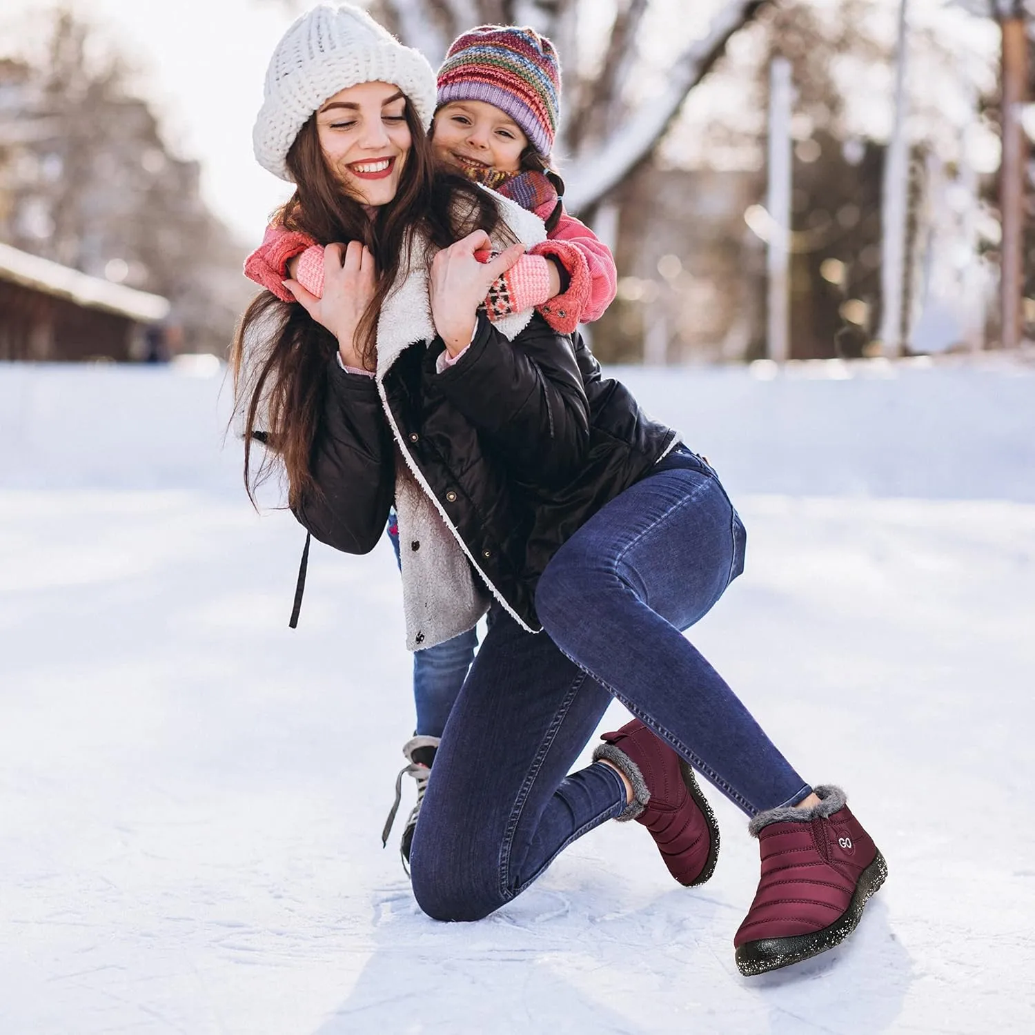 DUOYANGJIASHA Womens Snow Boots Winter Shoes Warm Fur Lined Ankle Booties Waterproof Comfortable Boots for Women