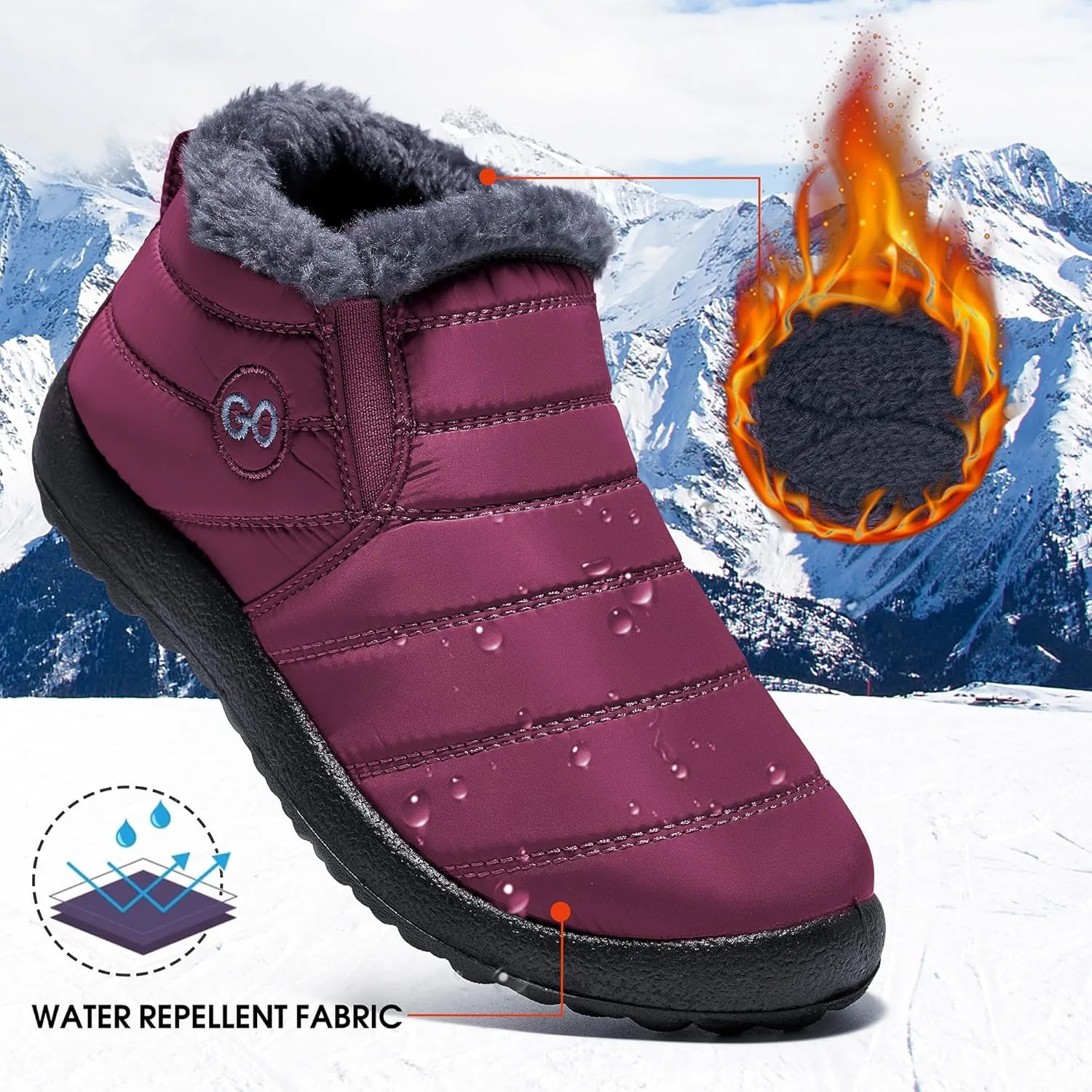 DUOYANGJIASHA Womens Snow Boots Winter Shoes Warm Fur Lined Ankle Booties Waterproof Comfortable Boots for Women