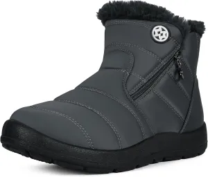 Eagsouni Snow Boots Womens Winter Ankle Boots Ladies Warm Fur Lined Booties Thickening Shoes Zip Flat Sneakers Outdoor Booties