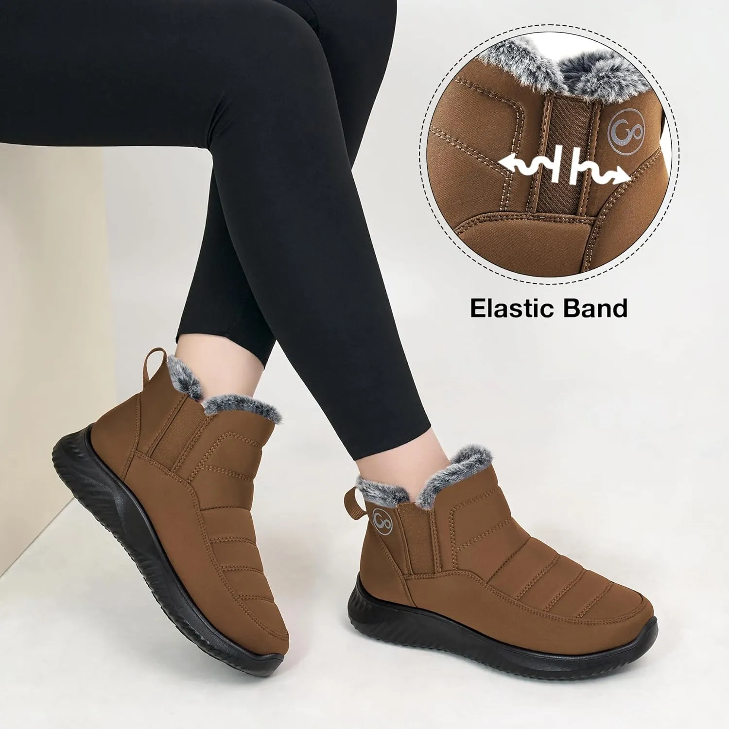 Ecetana Womens Snow Boots Winter Shoes: Ankle Booties Warm Fur Lined Waterproof Non-Slip Boots for Women
