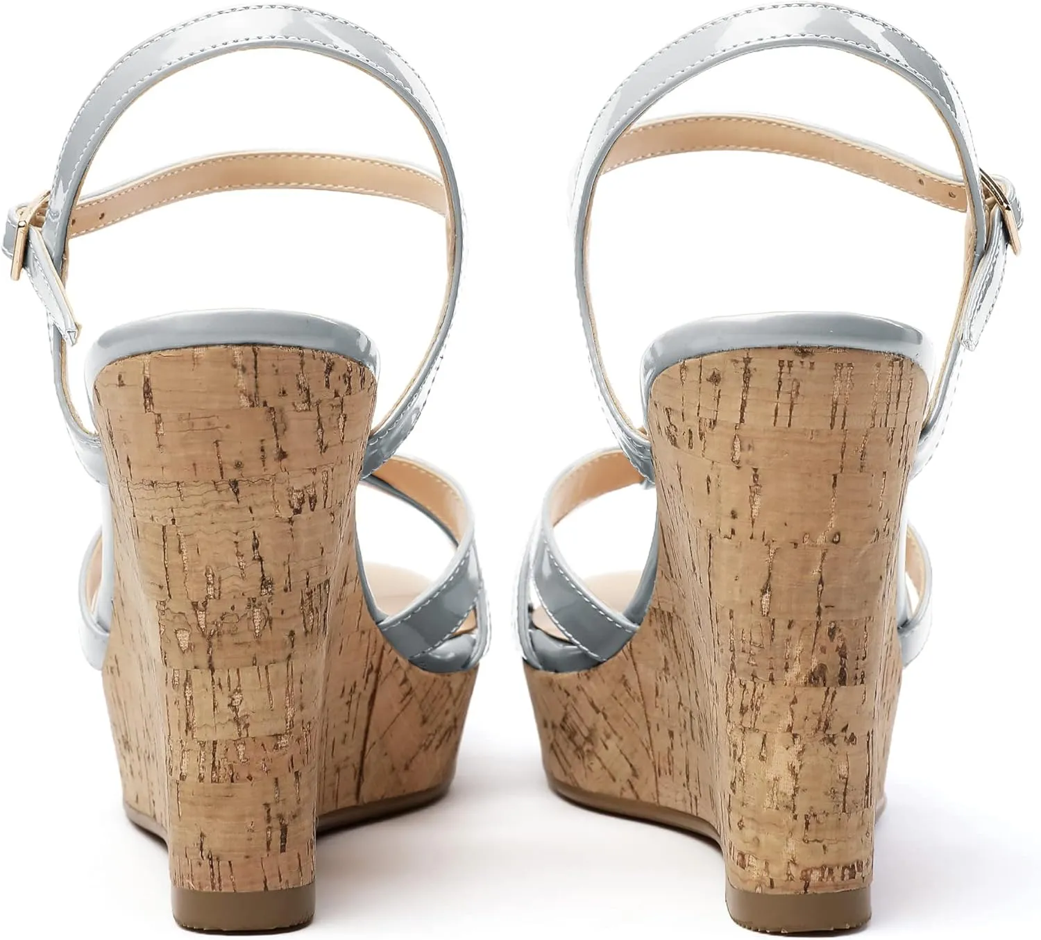 Eldof Women's High Heel Wedge Sandals Open Toe Ankle Strap Wooden Platform Wedge Heels Summer Sandals for Dress Party Evening 4 Inch