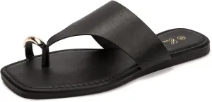 Eozlink Women's Slide Sandals Ring Toe Flat Sandals Slip On Sandals Open Toe Flip Flop Thong Sandals Casual Summer Beach Sandals