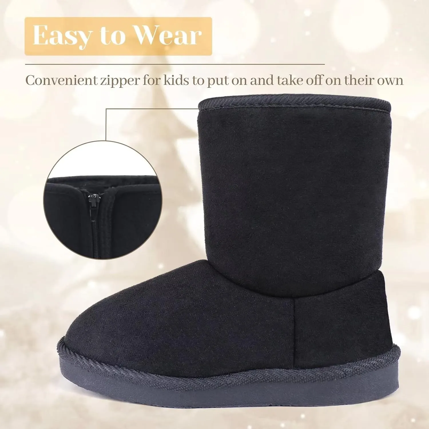 FANTURE Toddler Snow Boots for Girls Boys Winter Warm Fur Lined Kids Non Slip Outdoor Shoes (Toddler/Little Kid)