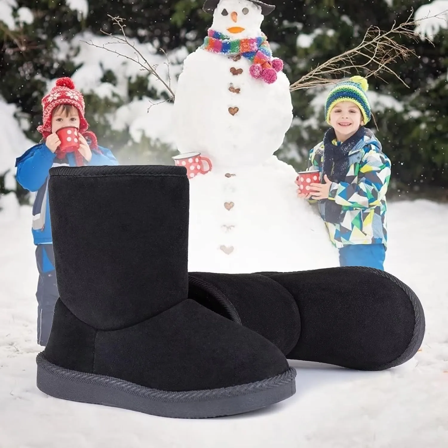 FANTURE Toddler Snow Boots for Girls Boys Winter Warm Fur Lined Kids Non Slip Outdoor Shoes (Toddler/Little Kid)