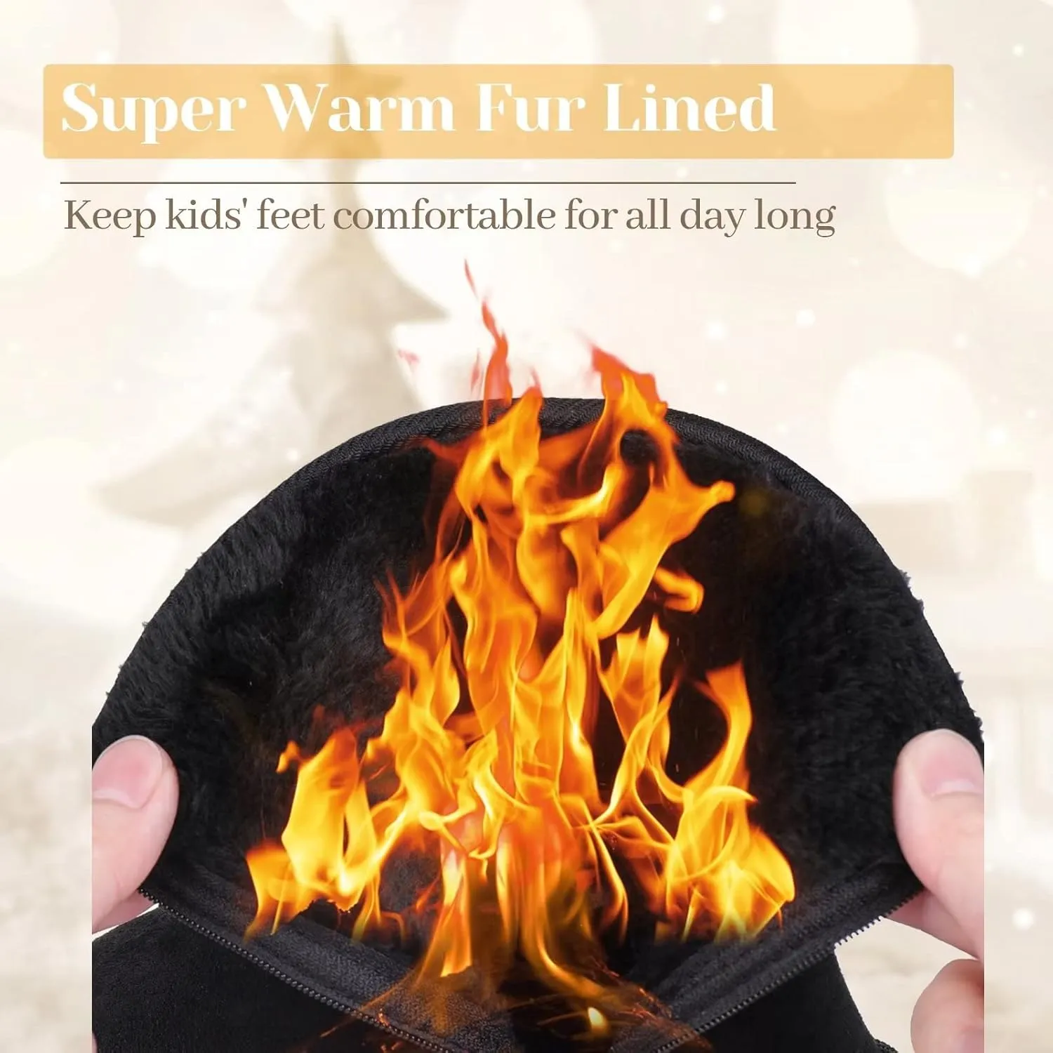 FANTURE Toddler Snow Boots for Girls Boys Winter Warm Fur Lined Kids Non Slip Outdoor Shoes (Toddler/Little Kid)