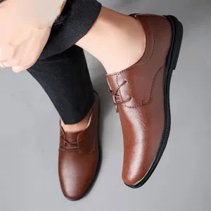 Fashionable Brown Driving Flats Lightweight Casual Lace-up Dress Loafers Men's Low Top Non Slip Walking