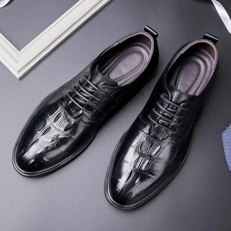Fashionable Casual Business Dress Shoes for Men Black Wear-Resistant Loafers Classic Height Increase Oxfords