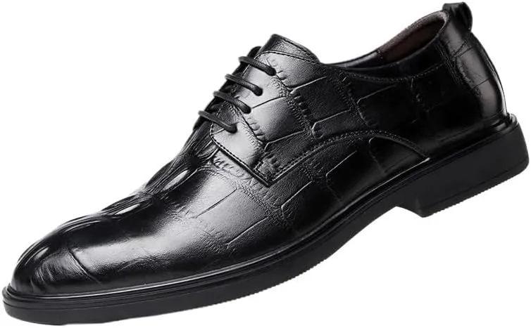 Fashionable Casual Business Dress Shoes for Men Black Wear-Resistant Loafers Classic Height Increase Oxfords