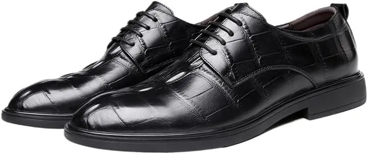 Fashionable Casual Business Dress Shoes for Men Black Wear-Resistant Loafers Classic Height Increase Oxfords
