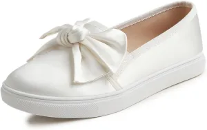 FEVERSOLE Women's Casual Slip On Sneaker Fashion Bow Tie Loafer Flats