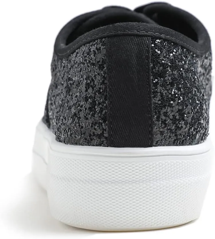 FEVERSOLE Women's Fashion Dress Sneakers Party Bling Casual Flats Embellished Shoes
