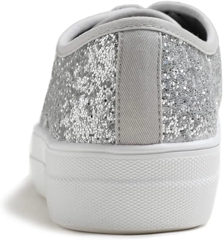 FEVERSOLE Women's Fashion Dress Sneakers Party Bling Casual Flats Embellished Shoes