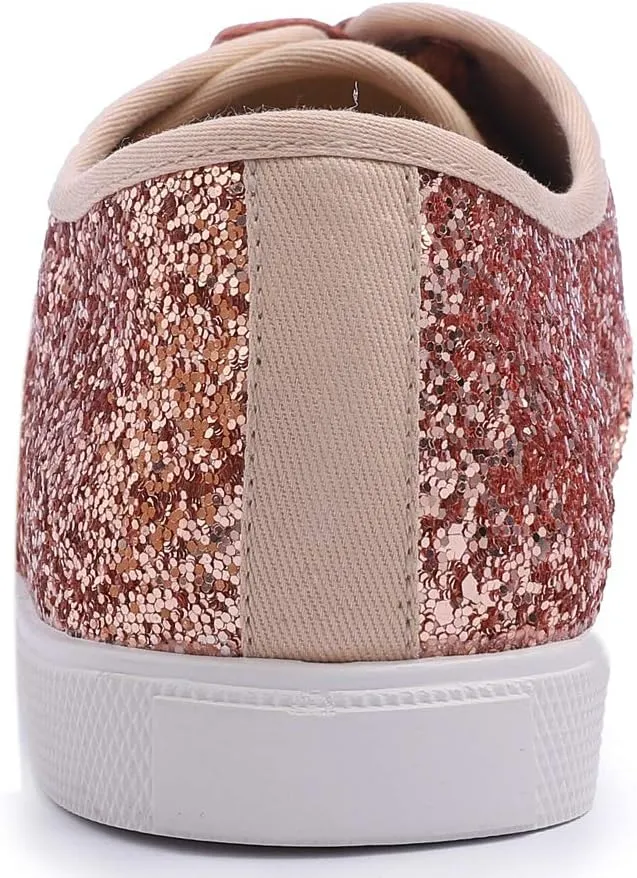 FEVERSOLE Women's Fashion Dress Sneakers Party Bling Casual Flats Embellished Shoes