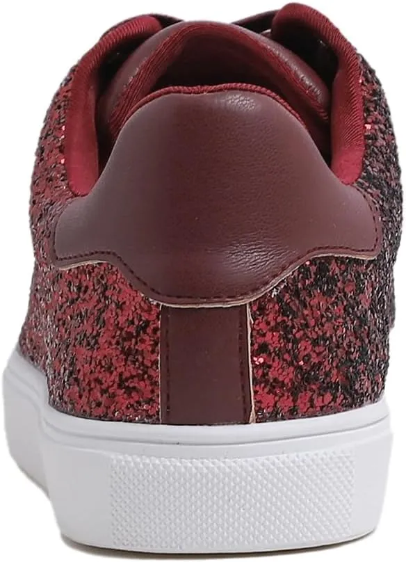 FEVERSOLE Women's Fashion Lace Up Dress Sneakers Sparkly Party Shiny Shoes