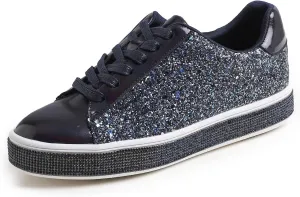 FEVERSOLE Women's Fashion Sparkle Platform Rhinestone Party Holiday Wedding Sneakers