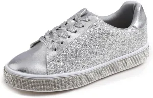 FEVERSOLE Women's Fashion Sparkle Platform Rhinestone Party Holiday Wedding Sneakers