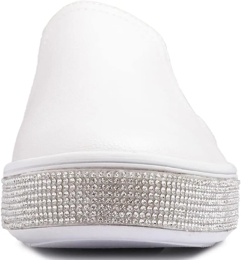 FEVERSOLE Women's Fashion Sparkle Platform Rhinestone Party Holiday Wedding Sneakers