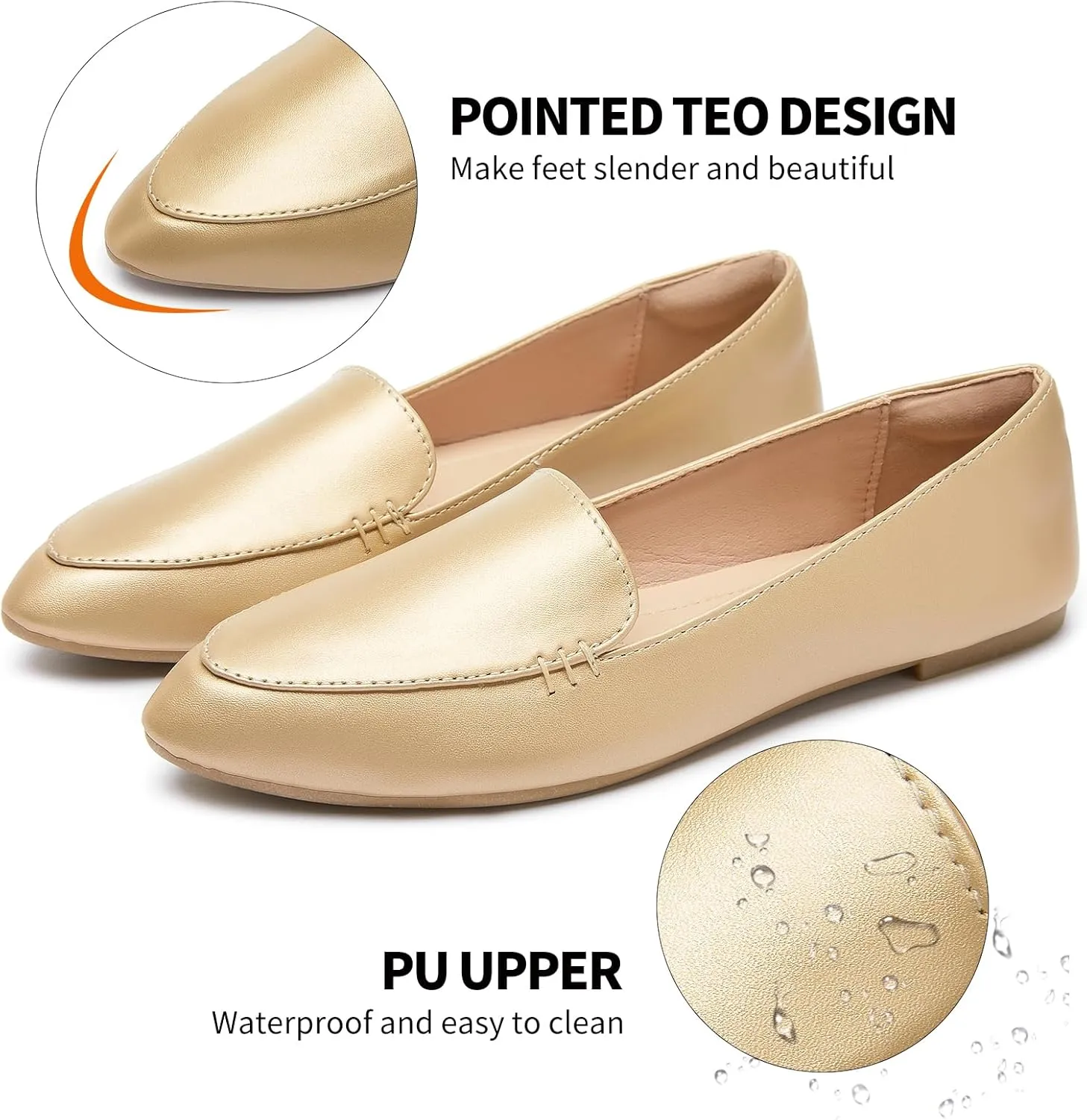 FINIWOR Loafers for Women Flats Shoes Women Pointed Toe Dress Shoes Comfortable Memory Foam Penny Loafers Slip On Shoes