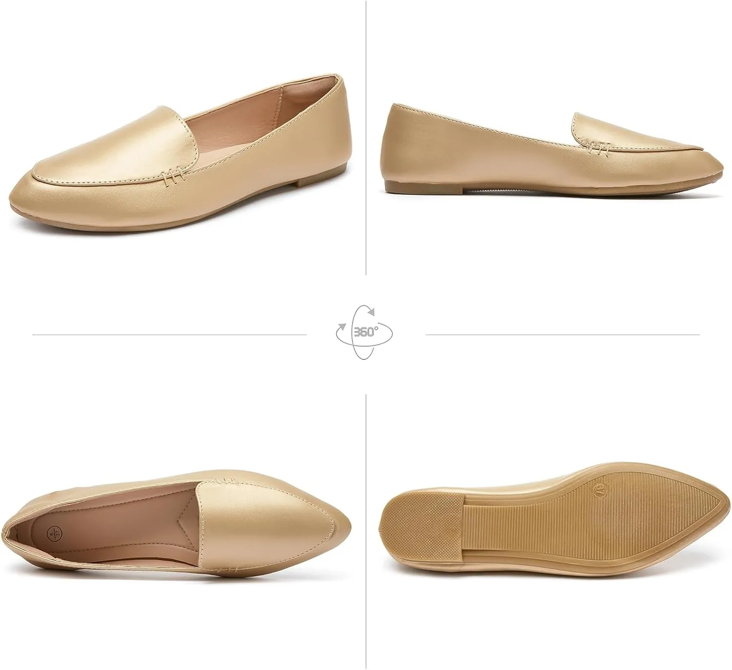 FINIWOR Loafers for Women Flats Shoes Women Pointed Toe Dress Shoes Comfortable Memory Foam Penny Loafers Slip On Shoes