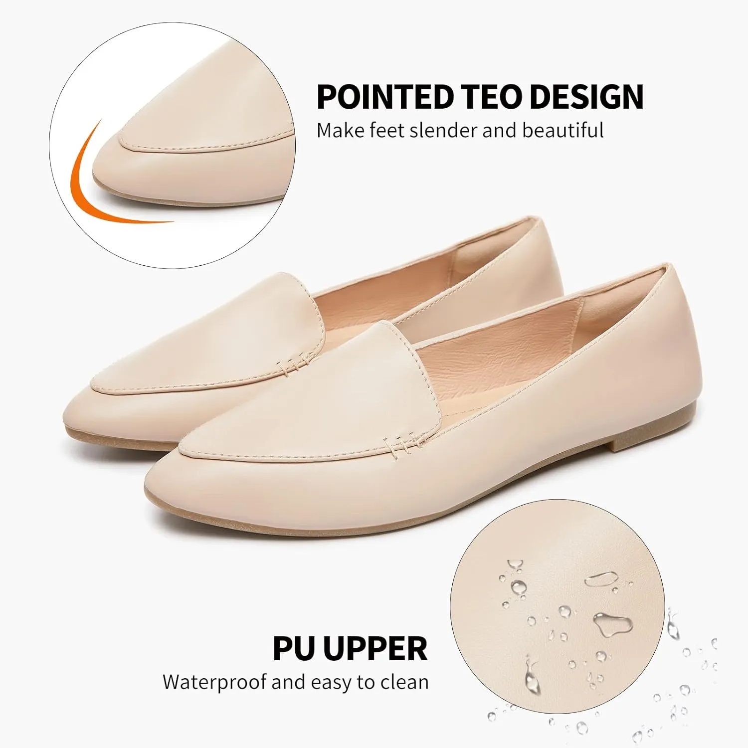 FINIWOR Loafers for Women Flats Shoes Women Pointed Toe Dress Shoes Comfortable Memory Foam Penny Loafers Slip On Shoes