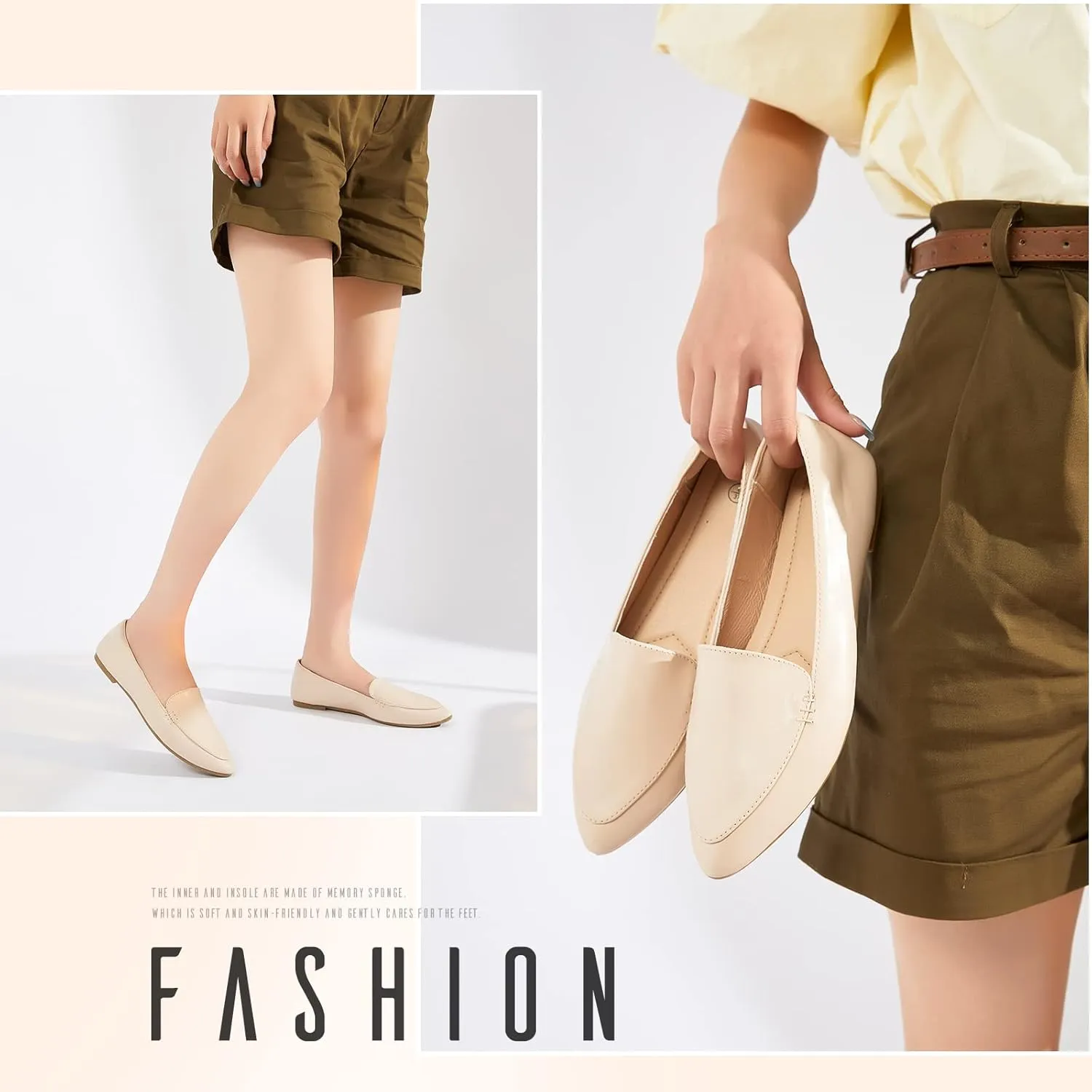FINIWOR Loafers for Women Flats Shoes Women Pointed Toe Dress Shoes Comfortable Memory Foam Penny Loafers Slip On Shoes