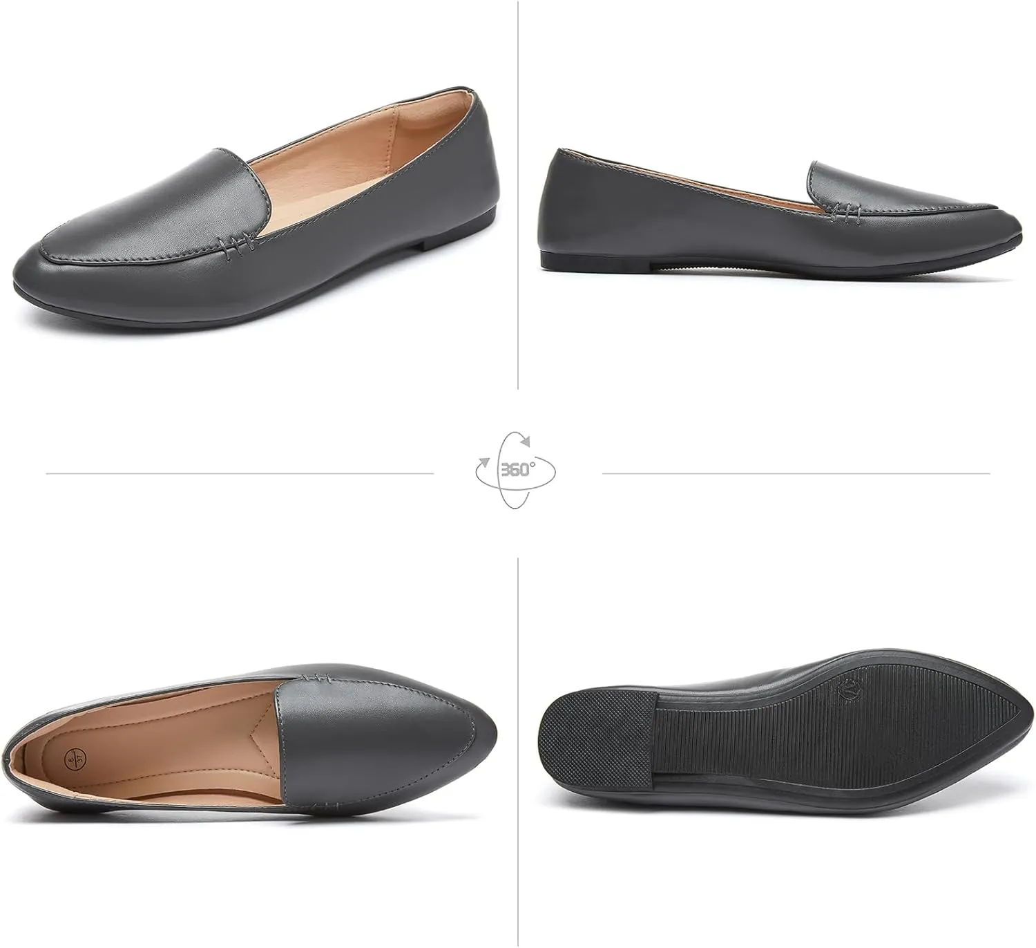 FINIWOR Loafers for Women Flats Shoes Women Pointed Toe Dress Shoes Comfortable Memory Foam Penny Loafers Slip On Shoes