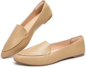 FINIWOR Loafers for Women Flats Shoes Women Pointed Toe Dress Shoes Comfortable Memory Foam Penny Loafers Slip On Shoes