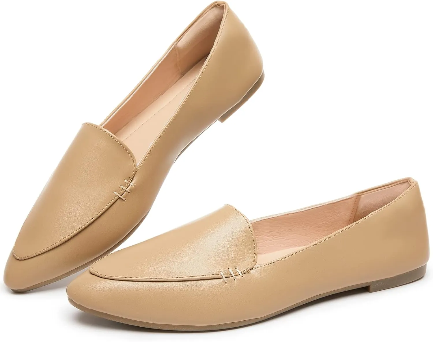FINIWOR Loafers for Women Flats Shoes Women Pointed Toe Dress Shoes Comfortable Memory Foam Penny Loafers Slip On Shoes