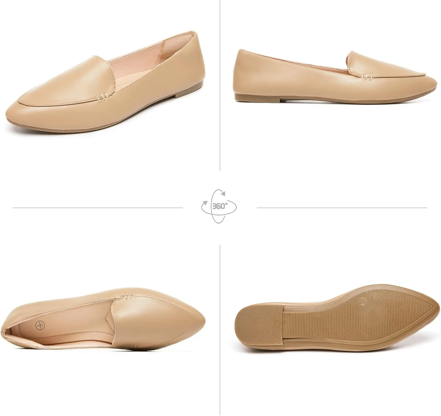 FINIWOR Loafers for Women Flats Shoes Women Pointed Toe Dress Shoes Comfortable Memory Foam Penny Loafers Slip On Shoes