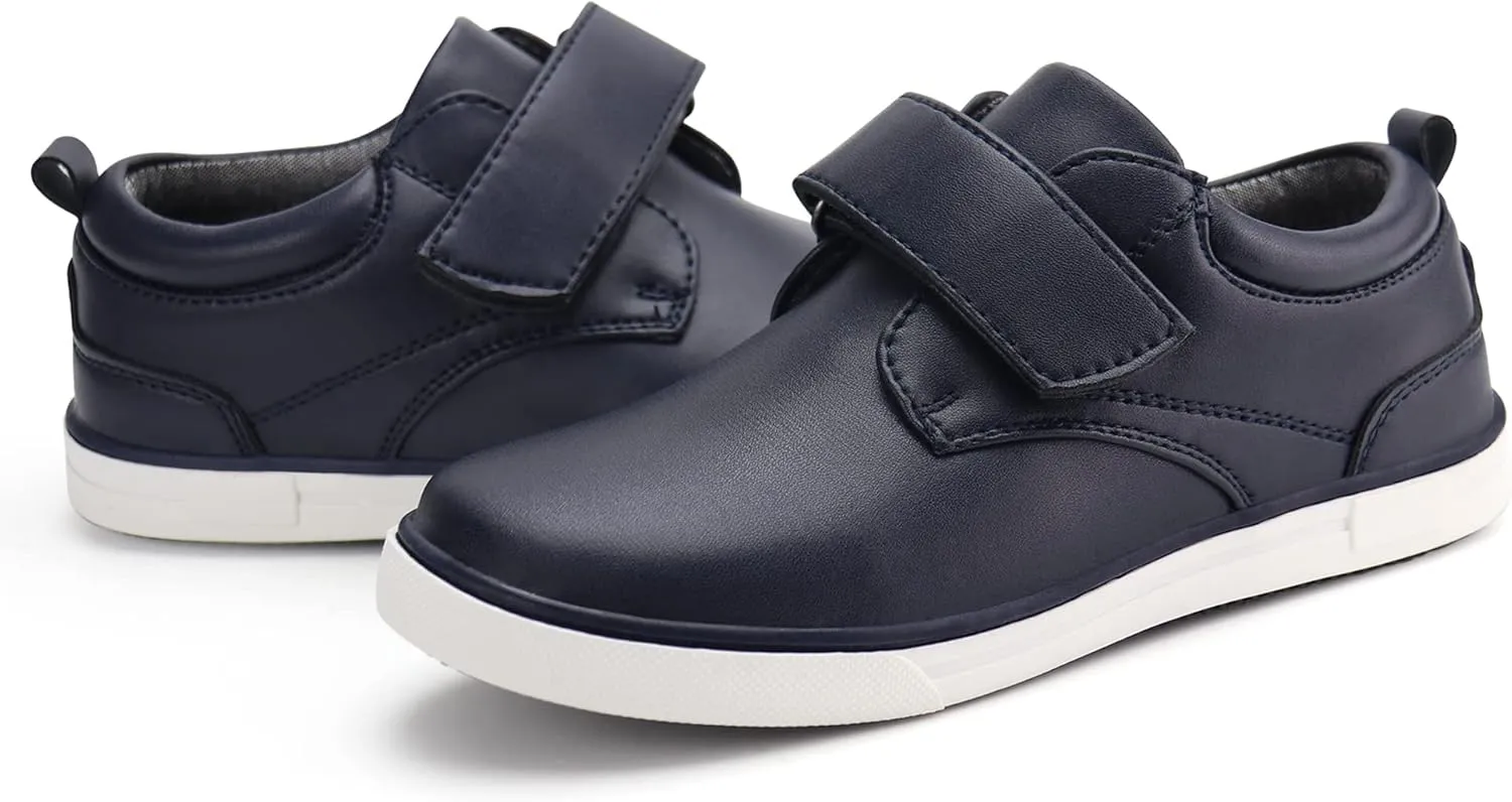 firelli Boys Loafers Hook and Loop School Uniform Dress Shoes Kids Casual Oxford Shoes