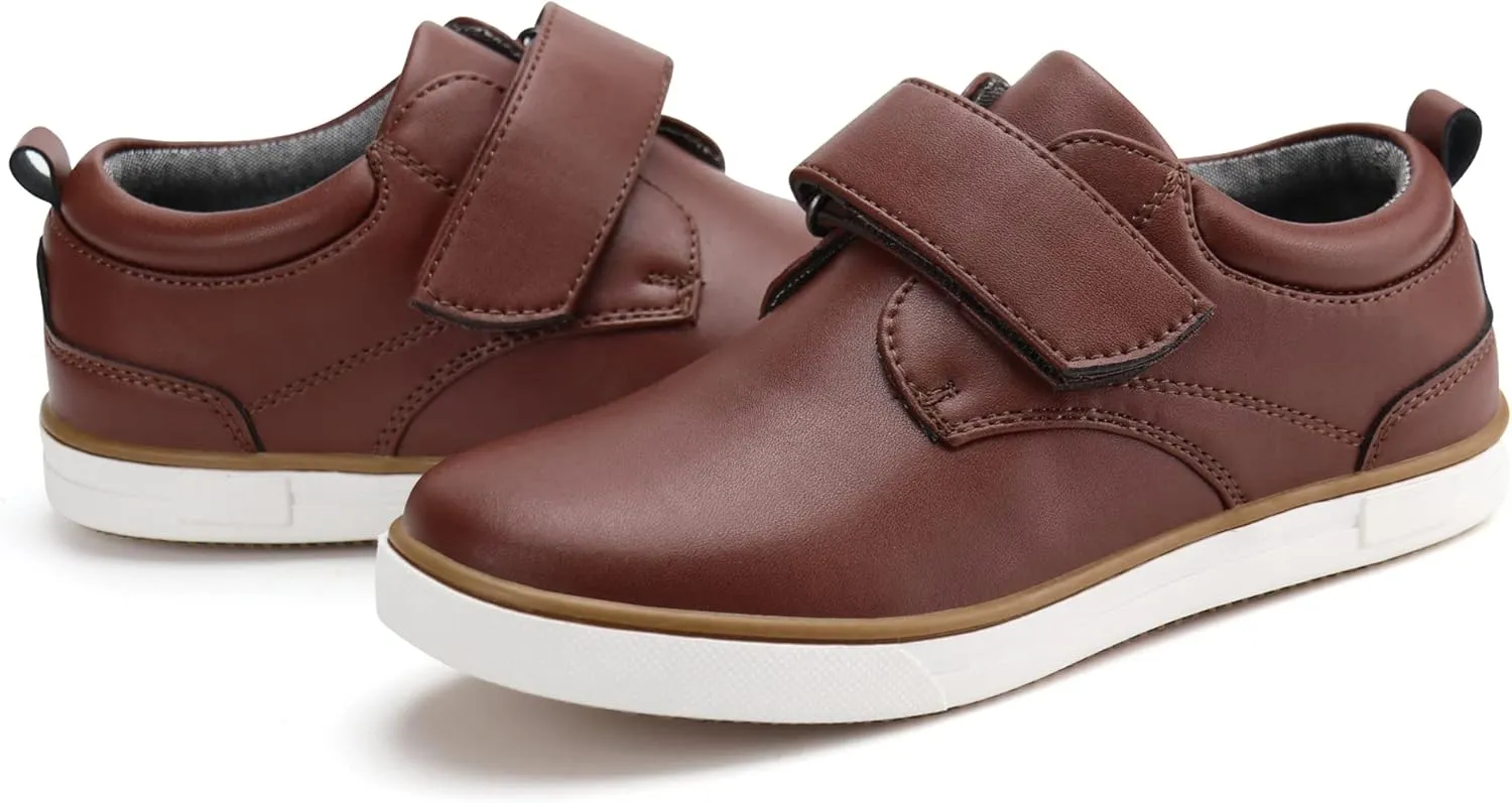 firelli Boys Loafers Hook and Loop School Uniform Dress Shoes Kids Casual Oxford Shoes