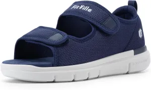 FitVille Diabetic Sandals for Men Wide Width with Arch Support, Men Diabetic Sandals Adjustable