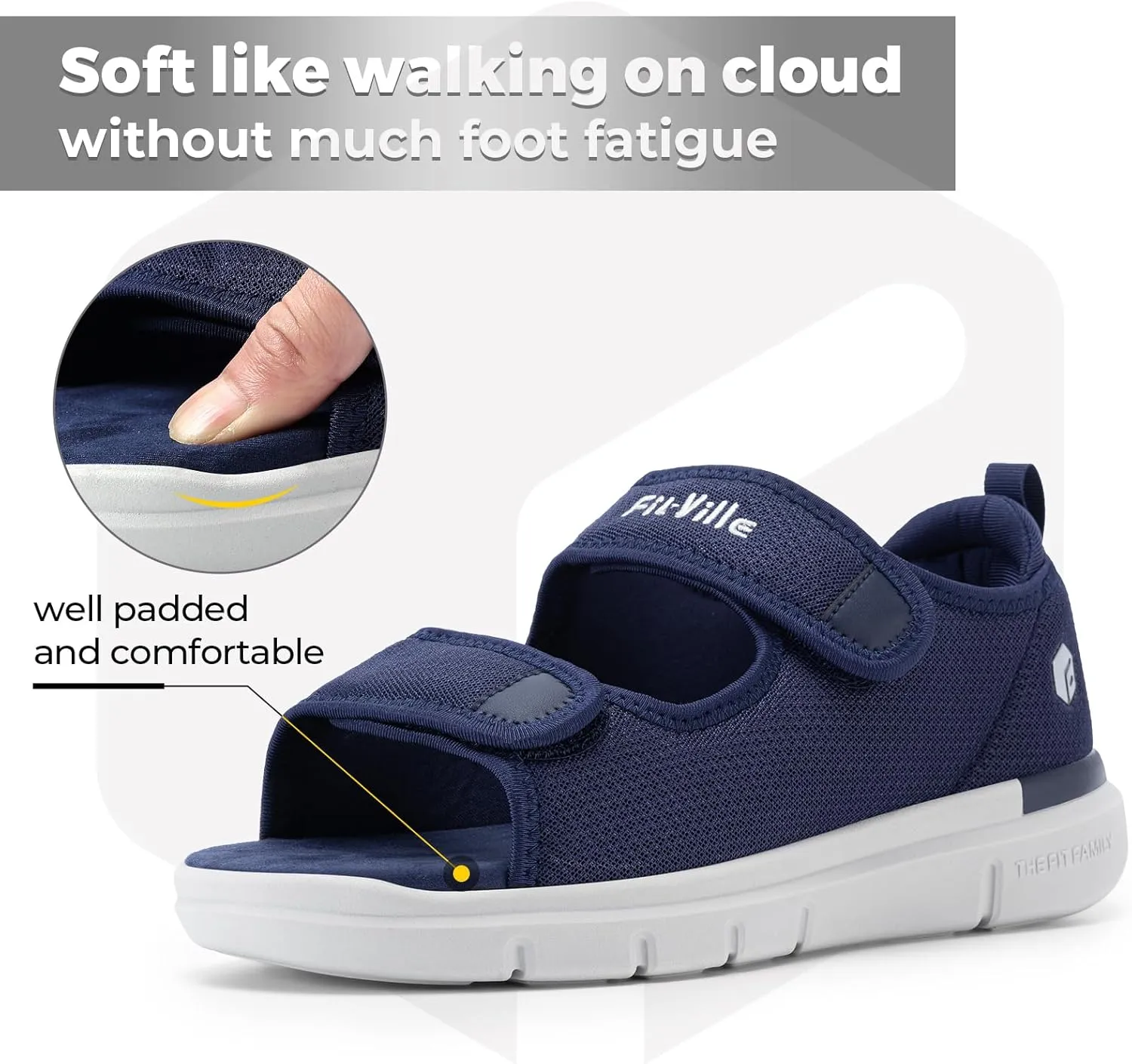 FitVille Diabetic Sandals for Men Wide Width with Arch Support, Men Diabetic Sandals Adjustable