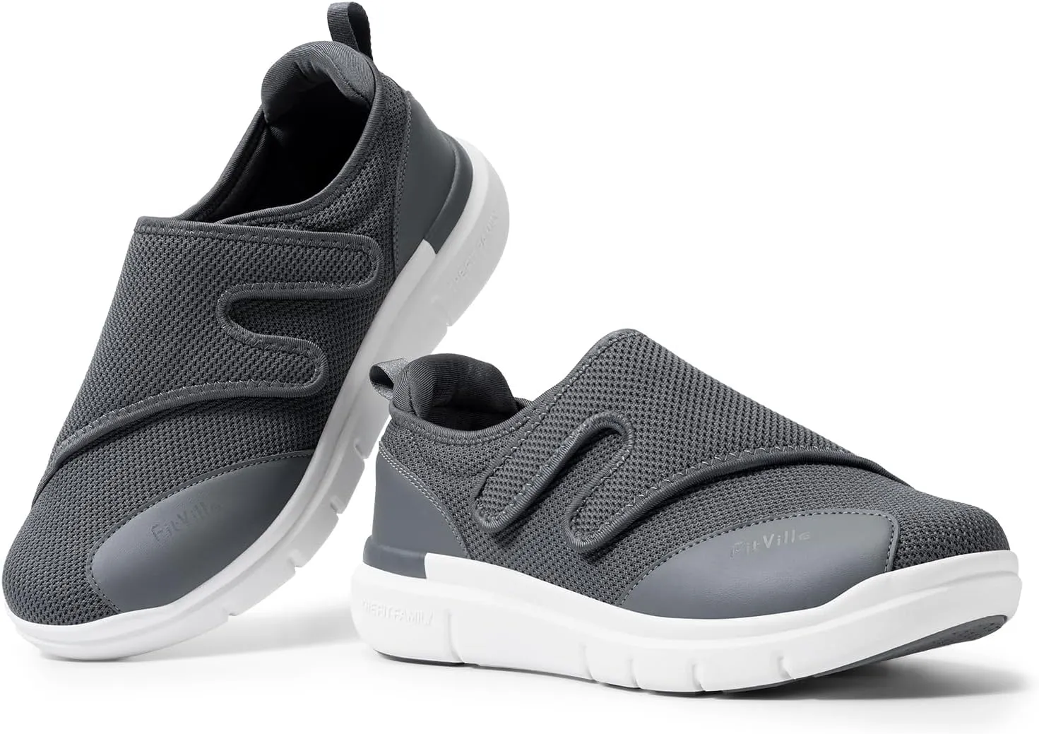 FitVille Diabetic Shoes for Men Extra Wide Width XX-Wide Orthopedic Slip-on Shoes Adjustable Closure Walking Sneakers with Arch Support Cushioning Therapeutic for Swollen Feet