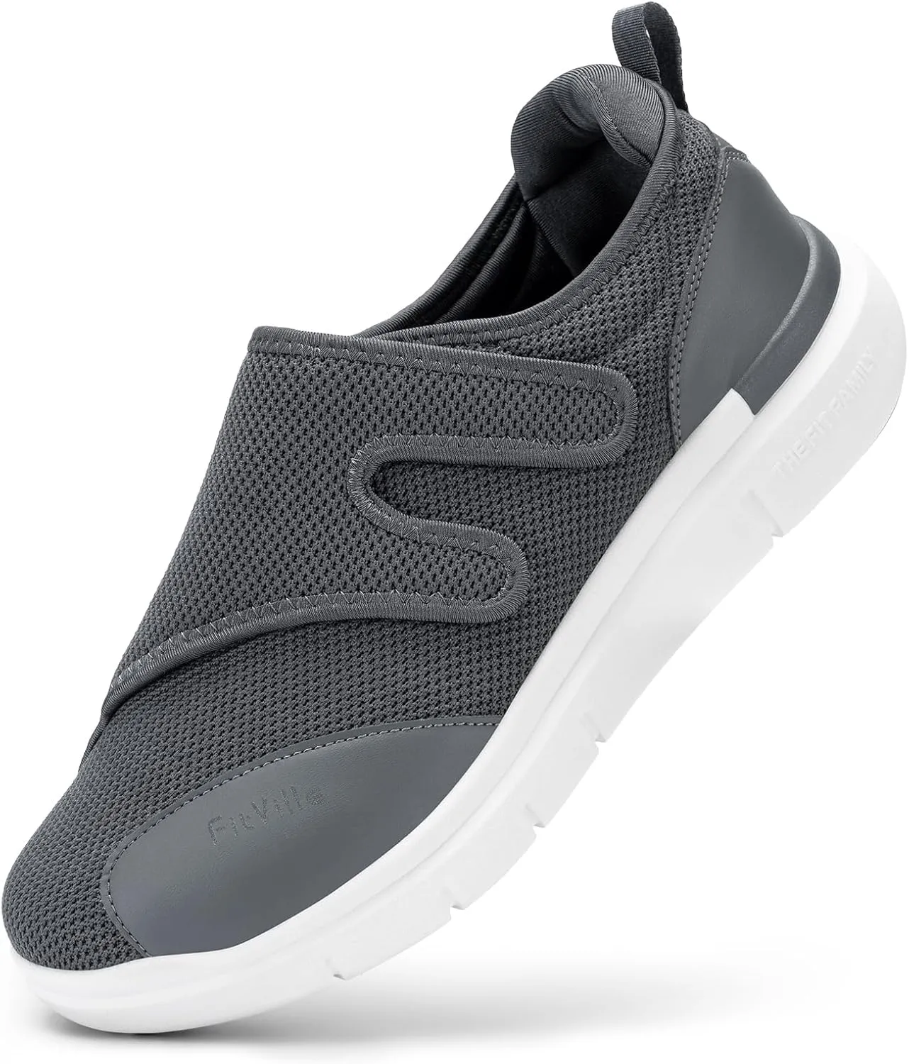 FitVille Diabetic Shoes for Men Extra Wide Width XX-Wide Orthopedic Slip-on Shoes Adjustable Closure Walking Sneakers with Arch Support Cushioning Therapeutic for Swollen Feet