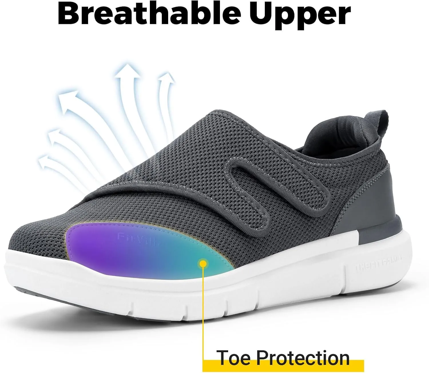 FitVille Diabetic Shoes for Men Extra Wide Width XX-Wide Orthopedic Slip-on Shoes Adjustable Closure Walking Sneakers with Arch Support Cushioning Therapeutic for Swollen Feet