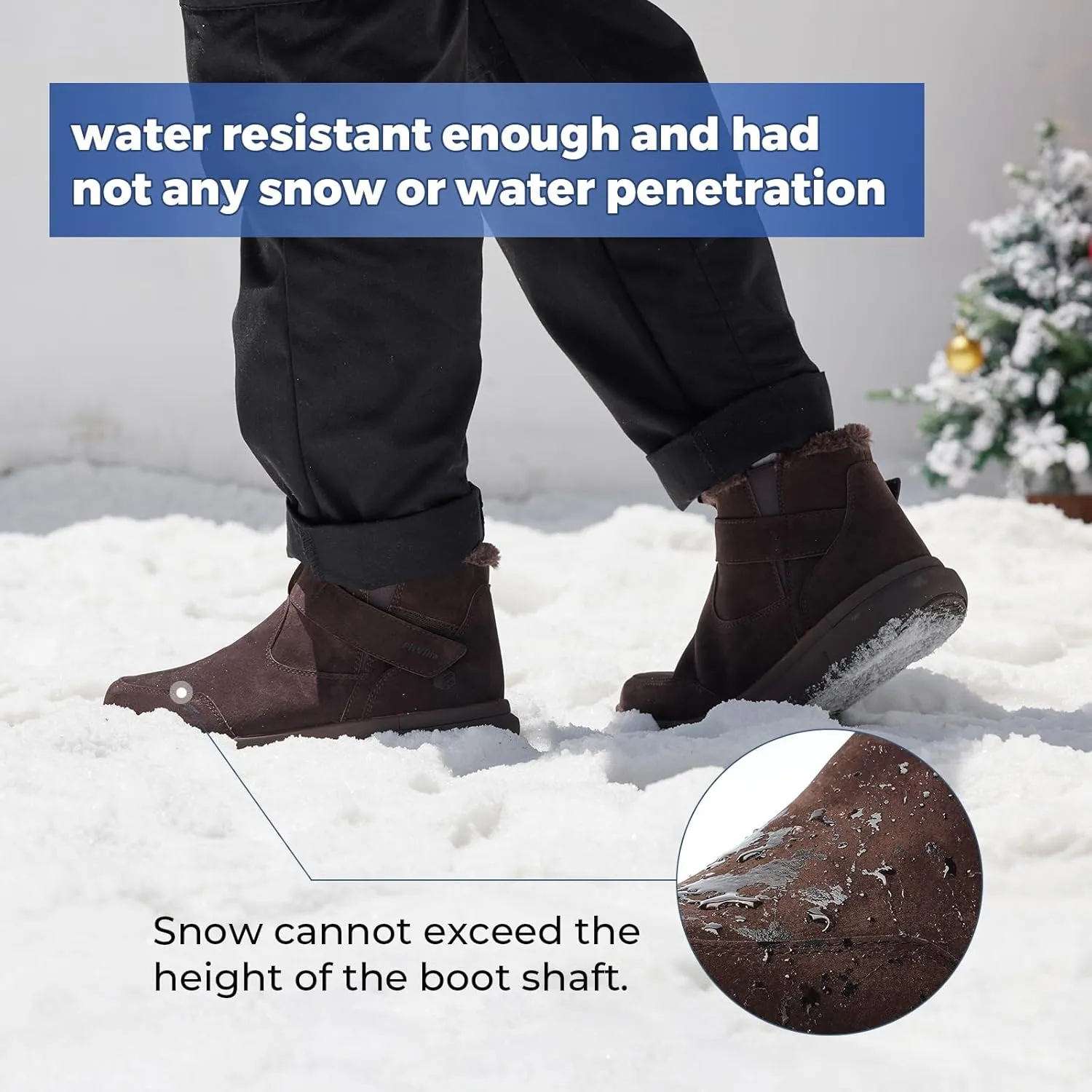 FitVille Mens Winter Boots Wide Width Outdoor Lightweight Snow Boots for Men Waterproof Insulated Thick Fur Mens Extra Wide Snow Boots V1