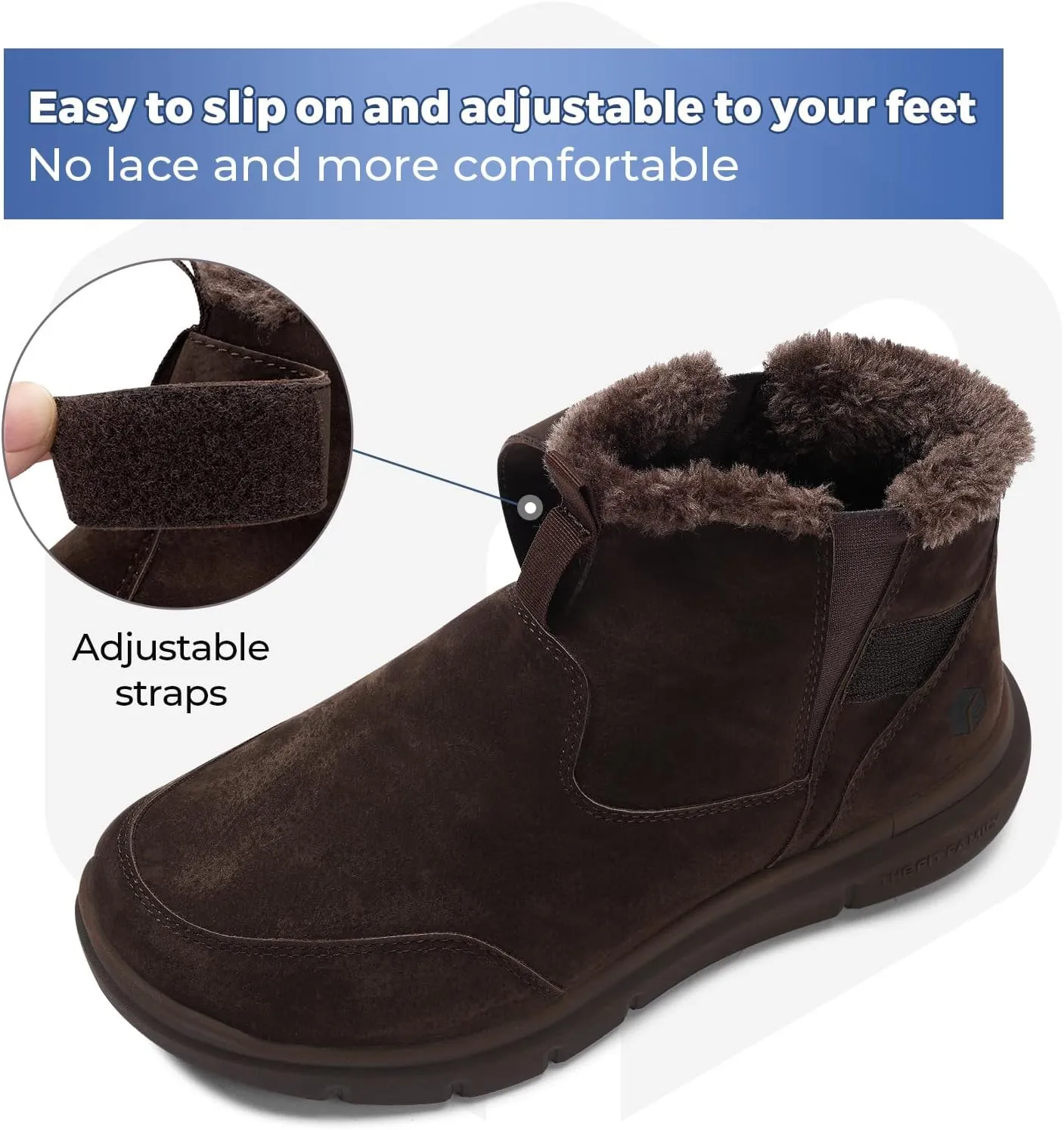 FitVille Mens Winter Boots Wide Width Outdoor Lightweight Snow Boots for Men Waterproof Insulated Thick Fur Mens Extra Wide Snow Boots V1