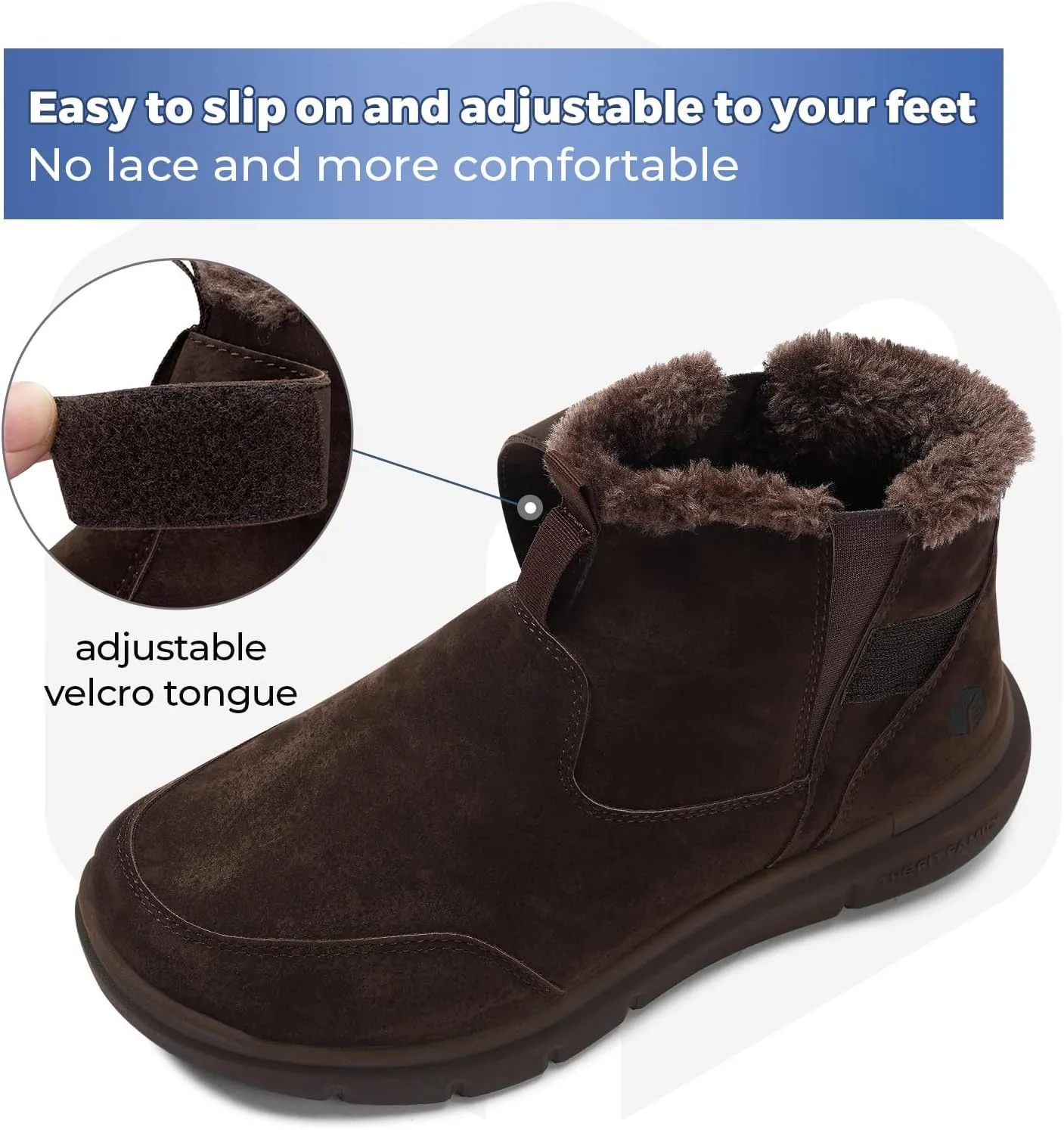 FitVille Mens Winter Boots Wide Width Outdoor Lightweight Snow Boots for Men Waterproof Insulated Thick Fur Mens Extra Wide Snow Boots V1