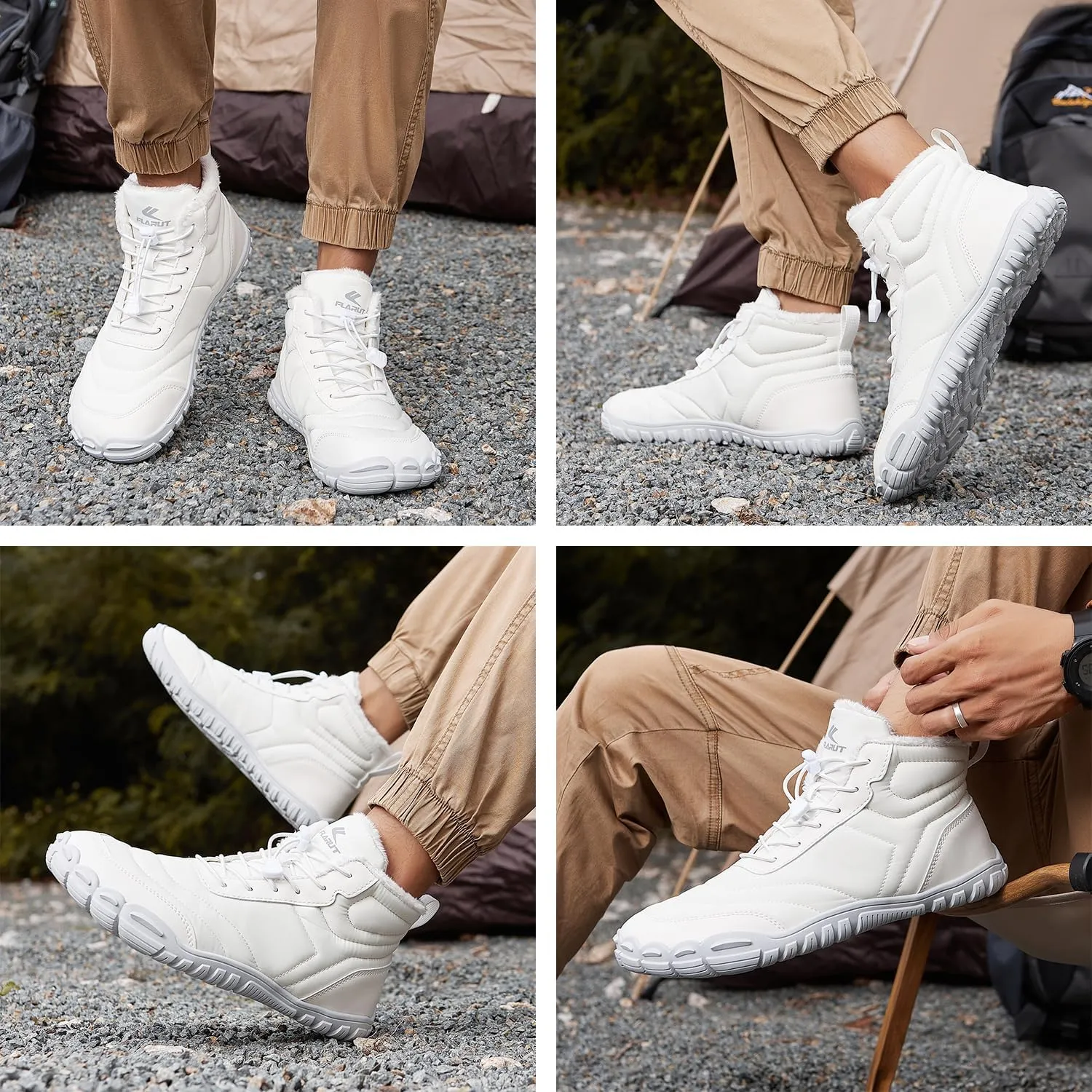 FLARUT Mens Womens Snow Boots Winter Shoes Warm Fur Waterproof Anti-Slip Outdoor Casual Ankle Sneakers