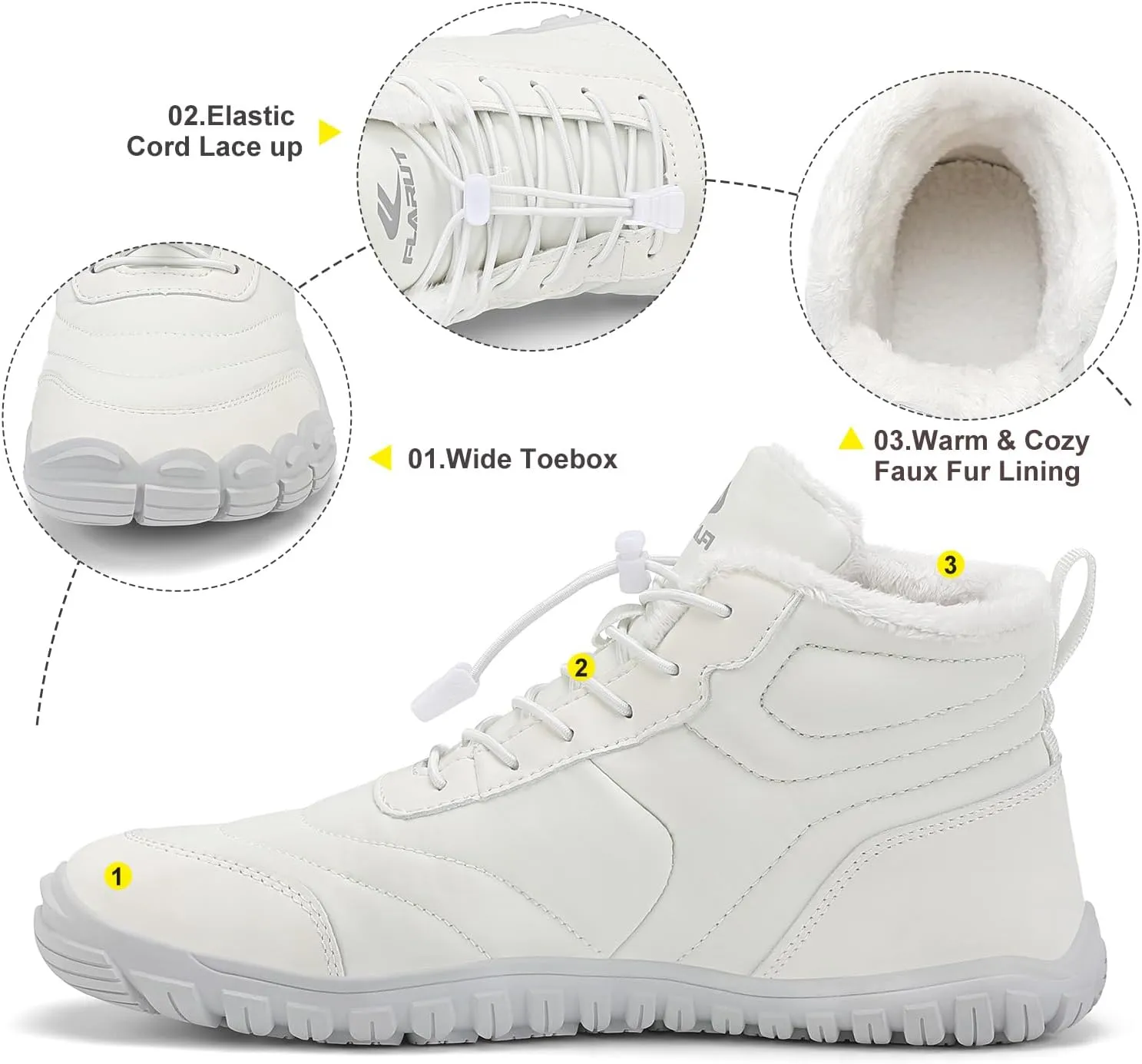 FLARUT Mens Womens Snow Boots Winter Shoes Warm Fur Waterproof Anti-Slip Outdoor Casual Ankle Sneakers