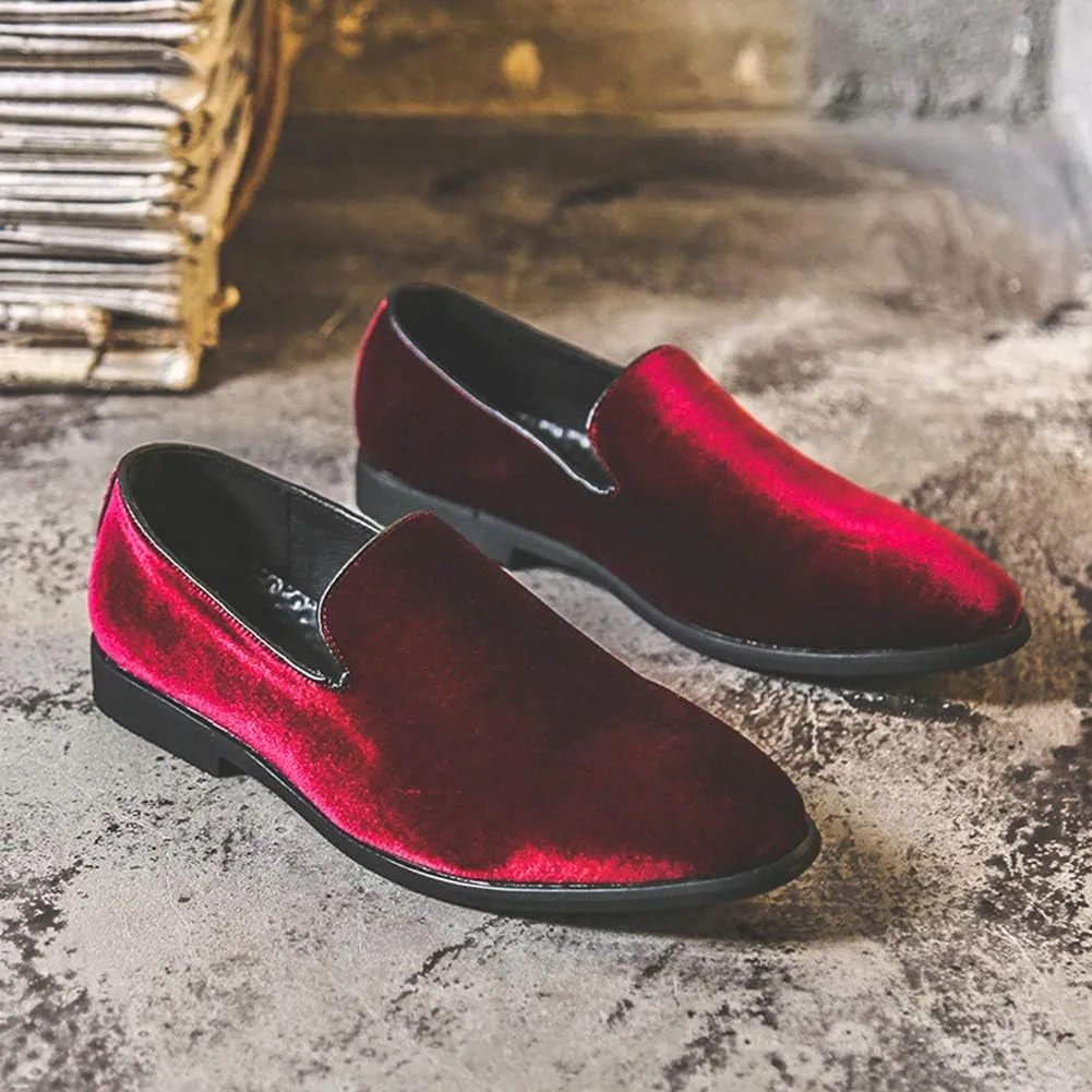 FLQL Men's Luxury Penny Loafer Slip-On Velvet Shoes Party Dancing Shoes Suede Wedding Shoes Plus Size 7-13