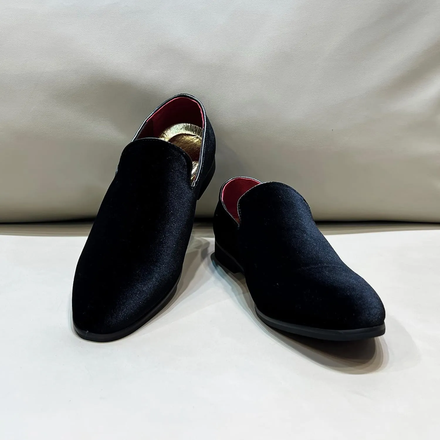 FLQL Men's Luxury Penny Loafer Slip-On Velvet Shoes Party Dancing Shoes Suede Wedding Shoes Plus Size 7-13