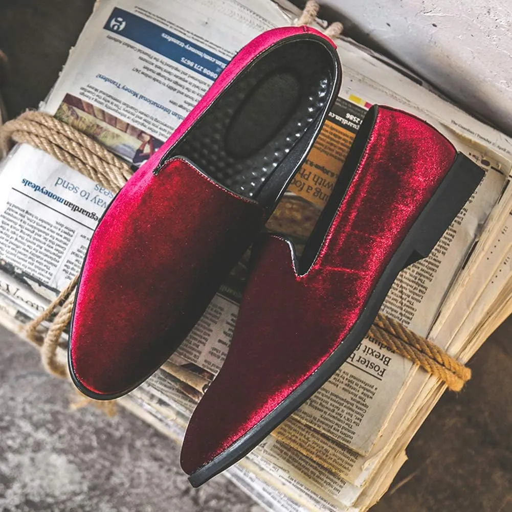 FLQL Men's Luxury Penny Loafer Slip-On Velvet Shoes Party Dancing Shoes Suede Wedding Shoes Plus Size 7-13