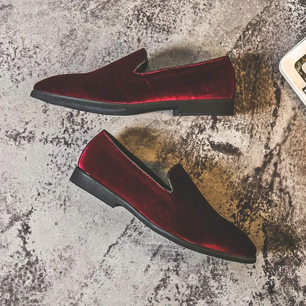 FLQL Men's Luxury Penny Loafer Slip-On Velvet Shoes Party Dancing Shoes Suede Wedding Shoes Plus Size 7-13