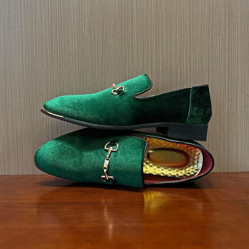 FLQL Men's Luxury Penny Loafer Slip-On Velvet Shoes Party Dancing Shoes Suede Wedding Shoes Plus Size 7-13