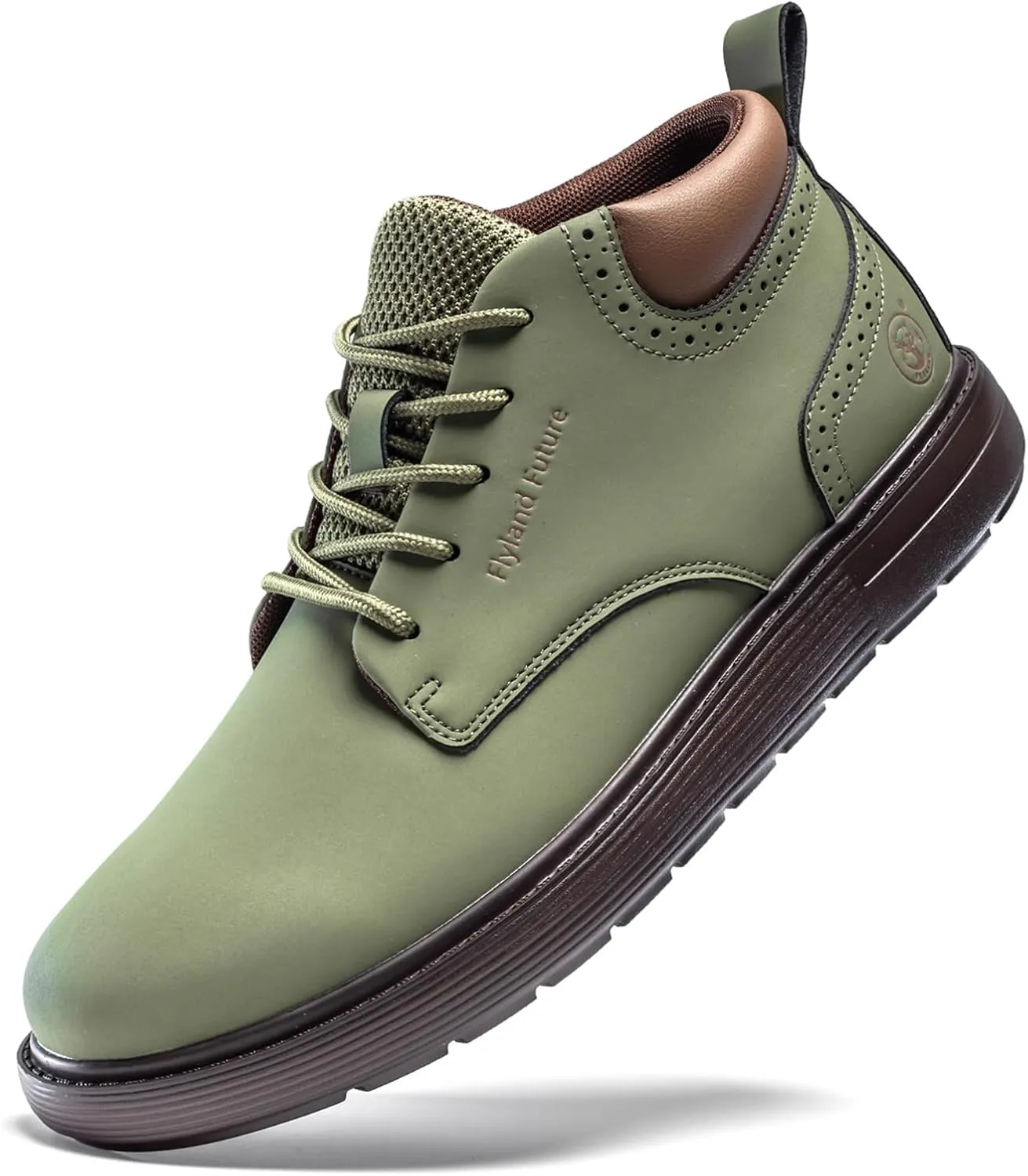 FLYLAND Men's Fashion Sneakers Chukaa Boots Leather Shoes Lace Up Lightweight Dress Boots Walking Driving Shoes